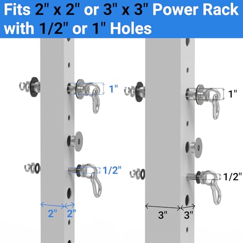Heavy-Duty Power Rack Attachments - Quick-Install Silver 2-Pack