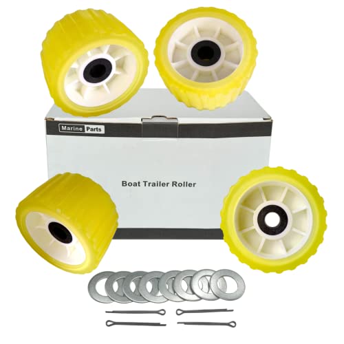 UANOFCN 4/5 Inch Boat Trailer Wobble Rollers 5x3 Poly Ribbed 4-Pack