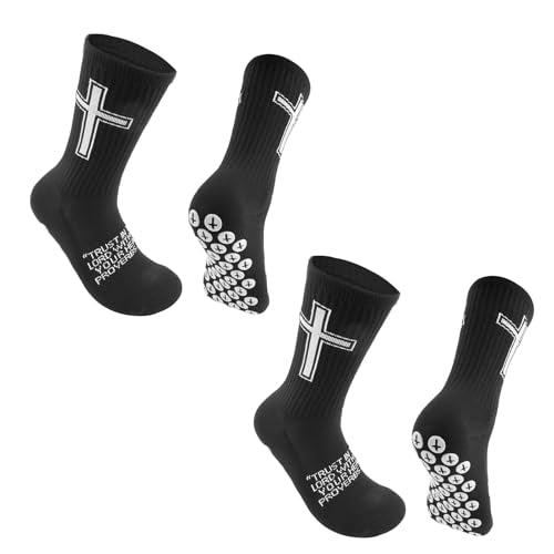 Anti-Slip Christian Soccer Socks with Rubber Dots - One Size Black