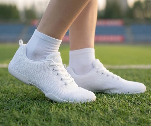 Girls White Cheerleading Shoes - Breathable Athletic Sneakers