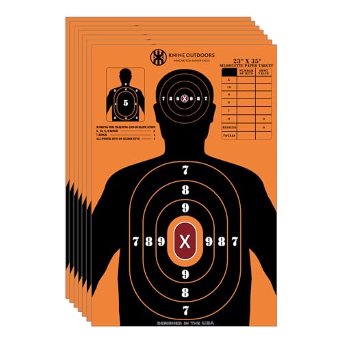 Shooting Paper Targets - 23x35 Inch, 10 Pack Silhouette with Red Bullseye