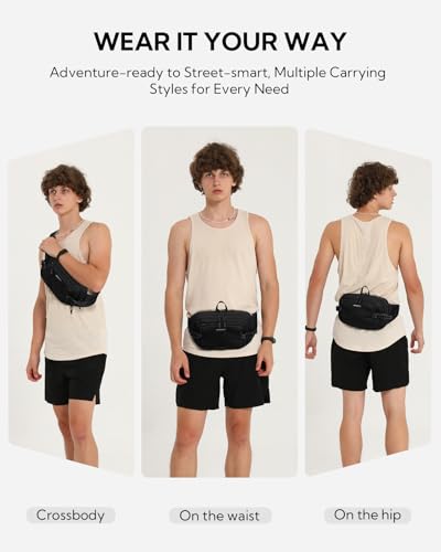 WATERFLY Black RFID Anti-Theft Fanny Pack Waist Bag 3L Travel Organizer