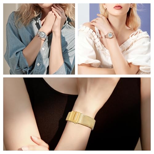Pedometer Watch for Women - Step Counter with Steel Mesh Band