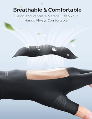 FREETOO Copper Compression Gloves Women Men Small Black Arthritis Support