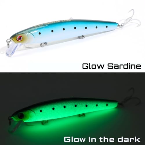 LITTMA 110mm Sardine Surf Fishing Lure Super Glow & Pearl Pink Belly for Saltwater & Halibut