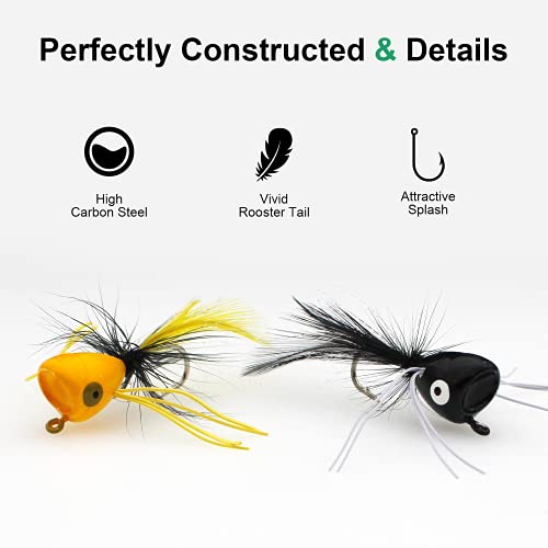 Fly Fishing Poppers - 10PCS Topwater Lures for Trout, Bass & Panfish