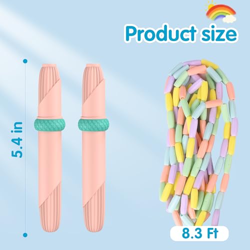 Adjustable Beaded Jump Rope for Kids - Tangle-Free Fitness Skipping - Pink
