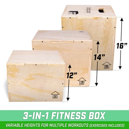 Plyo Jump Box - 3-in-1 Launch Box for All Skill Levels - Small (12" x 14" x 16")
