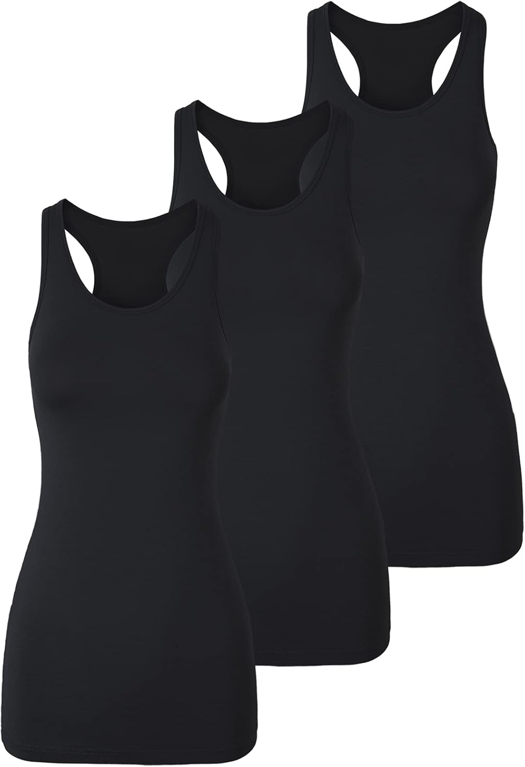 TAIPOVE Long Tank Tops for Women - Cotton Racerback Camisole Activewear | Extra Long, 3-Pack