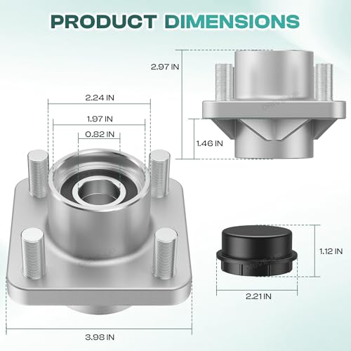 2 Pcs Club Car Front Wheel Hub Assembly with Bearings & Dust Seals for Precedent DS & Tempo Golf Carts
