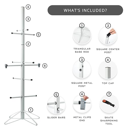 Ceaz Hockey Equipment Drying Rack with Skate Sharpening Tool & Clips