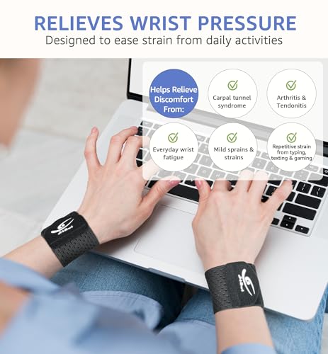 Wrist Compression Wraps 2-Pack - Adjustable Support Brace - Black