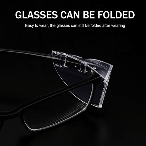 MELASA Safety Glasses Side Shields for Glasses, Slip on Clear Eye