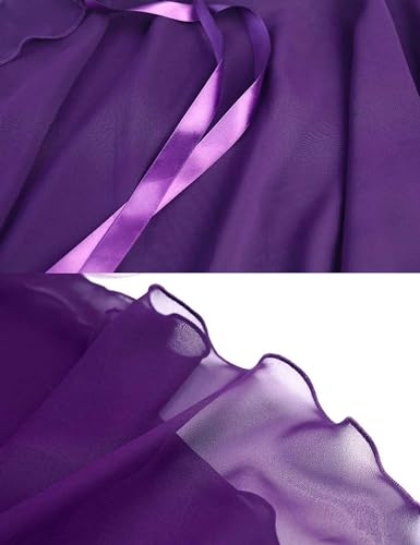 Ballet Wrap Skirt for Girls & Women - Sheer Chiffon, Purple, 8-12 Years