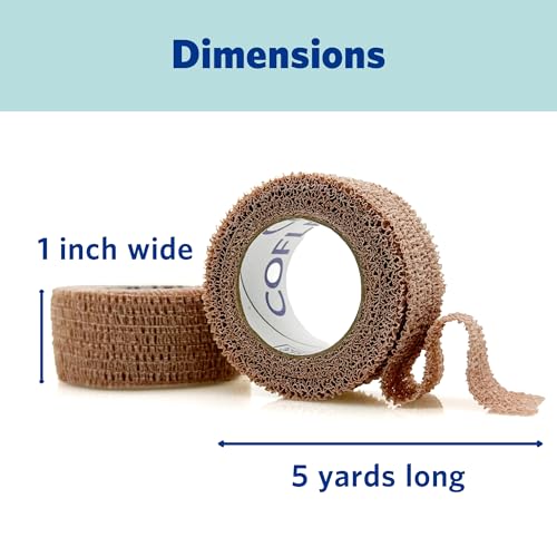 Self-Adhering Elastic Bandage - Non-Latex, 1 Inch, 2 Rolls - Tan