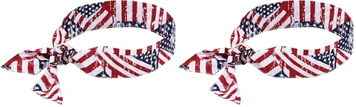 Cooling Bandana - Evaporative Polymer Crystals, Adjustable Fit - Red, White, Blue (Pack of 2)