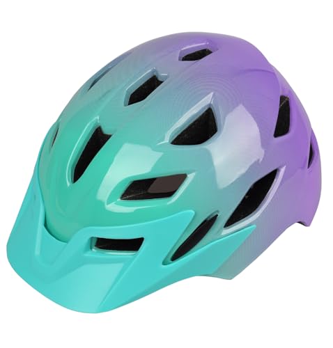Kids Bike Helmet with LED Light - Glossy Blue Purple, 50-57 cm