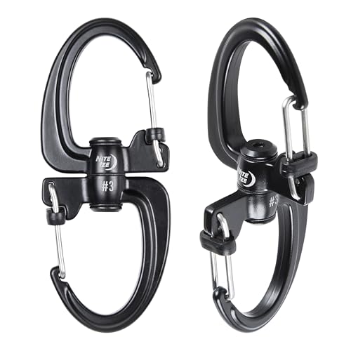 Nite Ize S-Biner 360 SlideLock Dual Carabiner, Swivel Key & Bottle Clip #3, Black