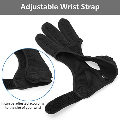 Archery Shooting Glove - Three Finger Leather Protective Gloves - Small