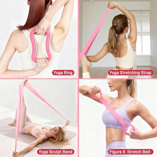 Pilates Ring Set with 12" Ring & 9" Ball - Pink - 15 PCS Kit