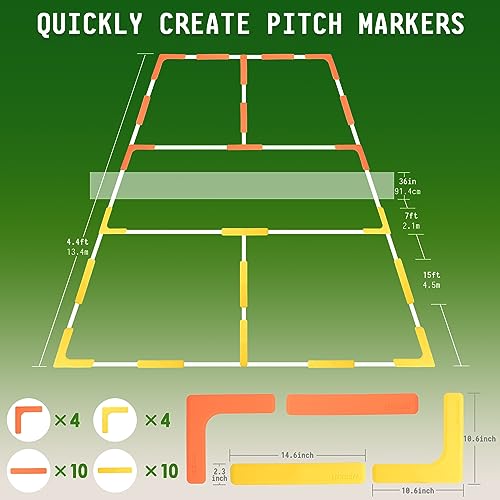Court Lines Marker Kit - Anti-Slip & Wind-Resistant - 28pcs Yellow/Orange