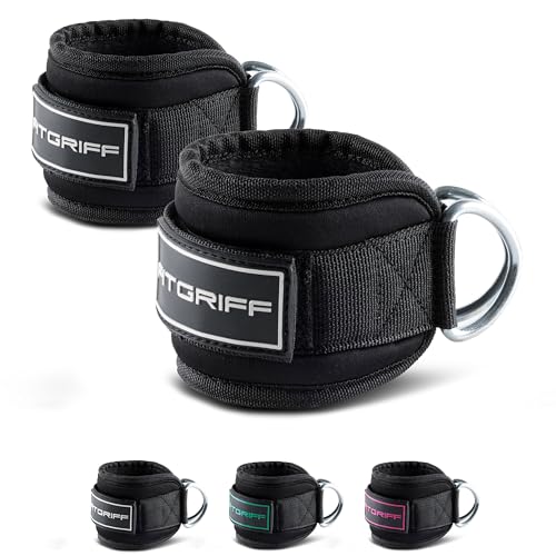 Ankle Straps V3 for Cable Machine - Gym Workout Equipment - Black/White
