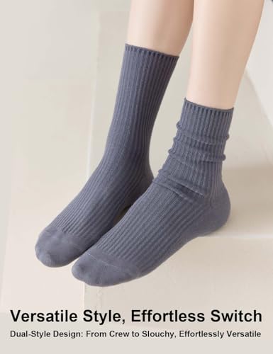 Cute Aesthetic Crew Socks - Lightweight Cotton, 9-11 Multicolor