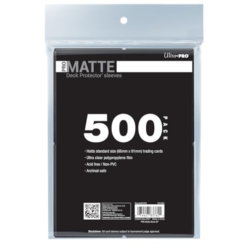 Ultra Pro Matte Standard Deck Protector Sleeves 500 Pack for Trading Cards, Black