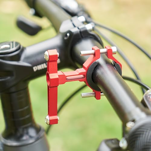 Adjustable Bike Water Bottle Cage Adapter - Anodized Aluminum, Red