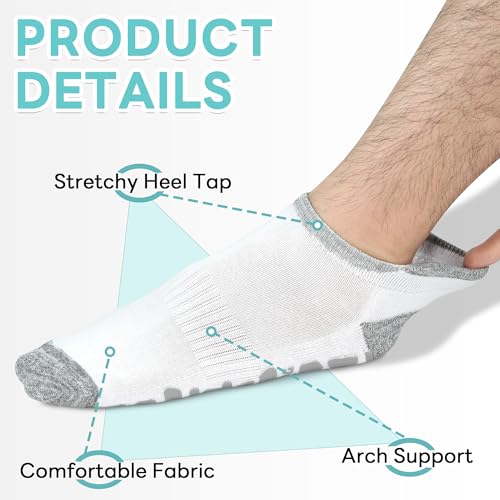 Non-Slip Yoga Grip Socks for Men - 3 Pairs, White