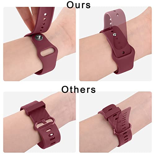 Soft Silicone Bands for Amazfit Bip 3 Pro & GTR - 3 Pack (Wine Red, Sand Pink, Grey)