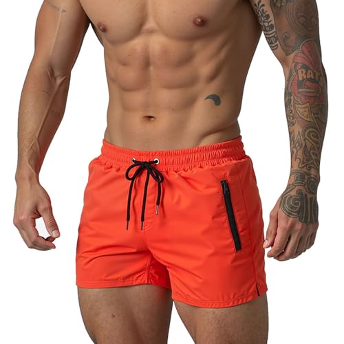 Men's Quick Dry 5" Zipper Beach Shorts - X-Large Orange