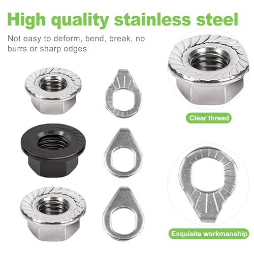 24PCS Bicycle Axle Nut and Safety Washer Kit - M8 M9.5 M10