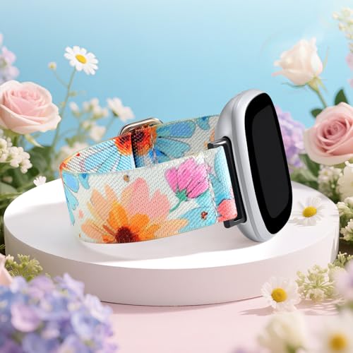 Odbeai Daisy Color Stretchy Bands for Fitbit Versa 3/4 & Sense 2 - Stylish Watch Strap