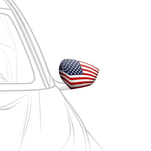USA Car Side View Mirror Covers - Set of 2, Weatherproof Polyester