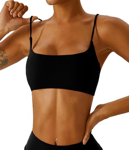 Women's Wirefree Sports Bra with Thin Straps & Removable Pads