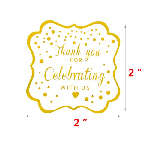 Thank You Stickers - Metallic Gold Ink, 50-Pack, 2"
