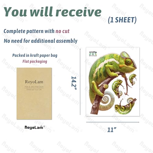 Green Chameleon Wall Decals Removable Lizard Vinyl Stickers for Nursery Living Room and Bathroom Nature Animal Decor Peel and Stick Wall Art