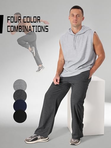 Aocku Men's Lightweight Athletic Joggers - 4 Pack, Black, Gray, Navy, Dark Gray