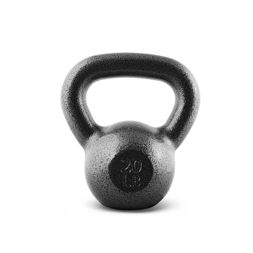 20 lb Cast Iron Kettlebell with Wide Handle & Flat Base - Durable Home Gym Equipment