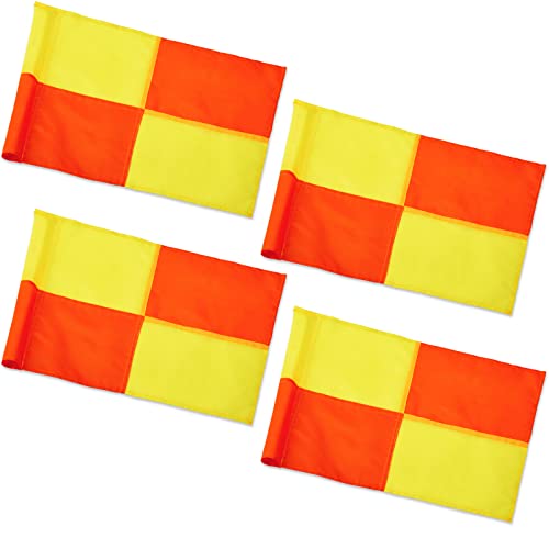 4 Pcs Soccer Corner Flags Set - Red & Yellow Referee Flags