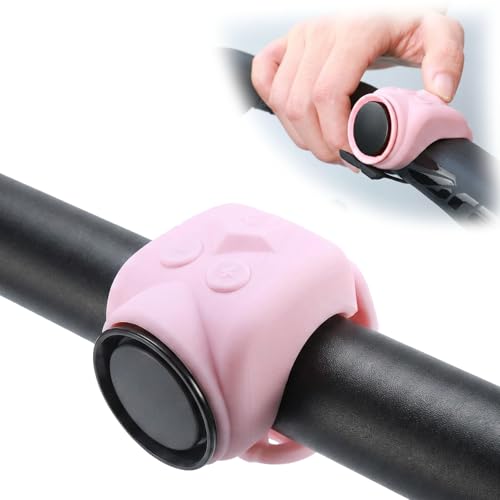 HilpurSkx Pink 120dB Waterproof Electric Bike Horn with 5 Ringtones & USB-C Rechargeable