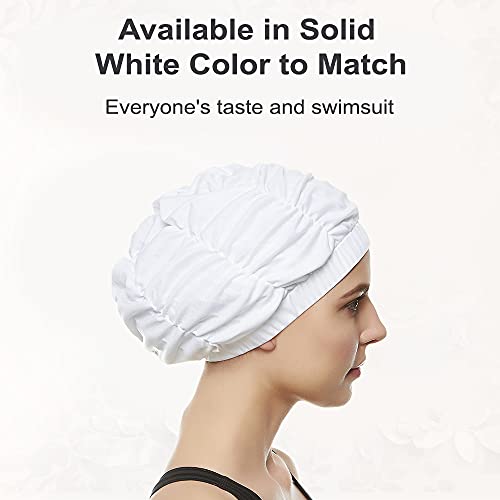 Women’s Shower Cap - Retro Bathing Swim Turban - White