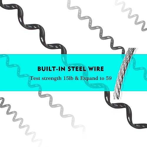 Flexible Anti-Lost Spring Coil Leash - Black, 47" Stretchable Safety Cord