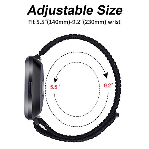 Nylon Bands for Fitbit Versa 2 - Soft Breathable Sport Band - Pure Black