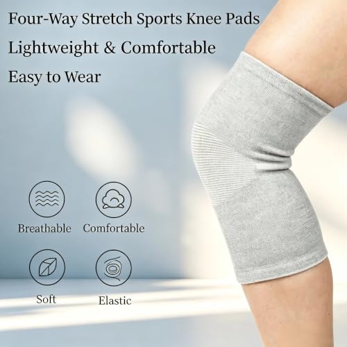 Sieafan Bamboo Knee Compression Sleeve Gray X-Large for Men Women Support Pain Relief