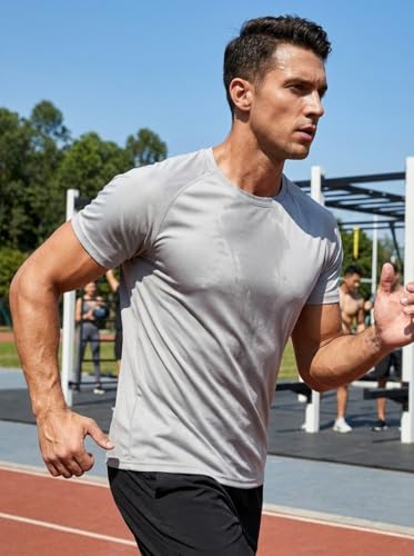 Men's Moisture-Wicking Quick-Dry Sports T-Shirt - Light Grey, Small