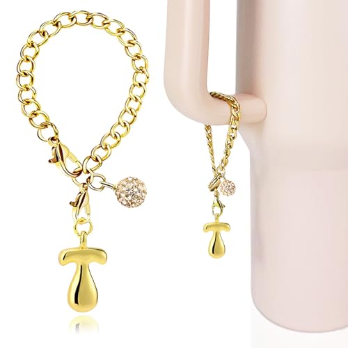 Gold Bubble Letter T Charm for Water Bottles and Bags - Initial Pendant