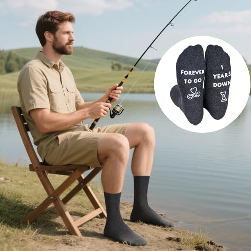 Engraved Fishing Hook & Socks Gift Set for Men - 1 Year Anniversary