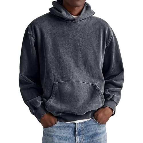 Men's Vintage Distressed Hoodie Pullover - 3X-Large Black